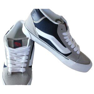 Vans Men's Knu Skool Mid Varsity Grey Drizzle Blue White Skate Shoes size 12 NIB